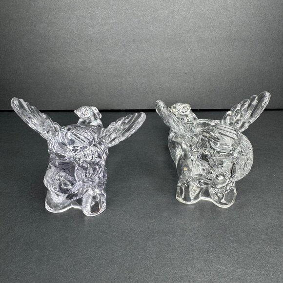2 Crystal Glass Angel Cherub Candle Holder Figurines -Taper Candles -Centerpiece - Picture 2 of 9